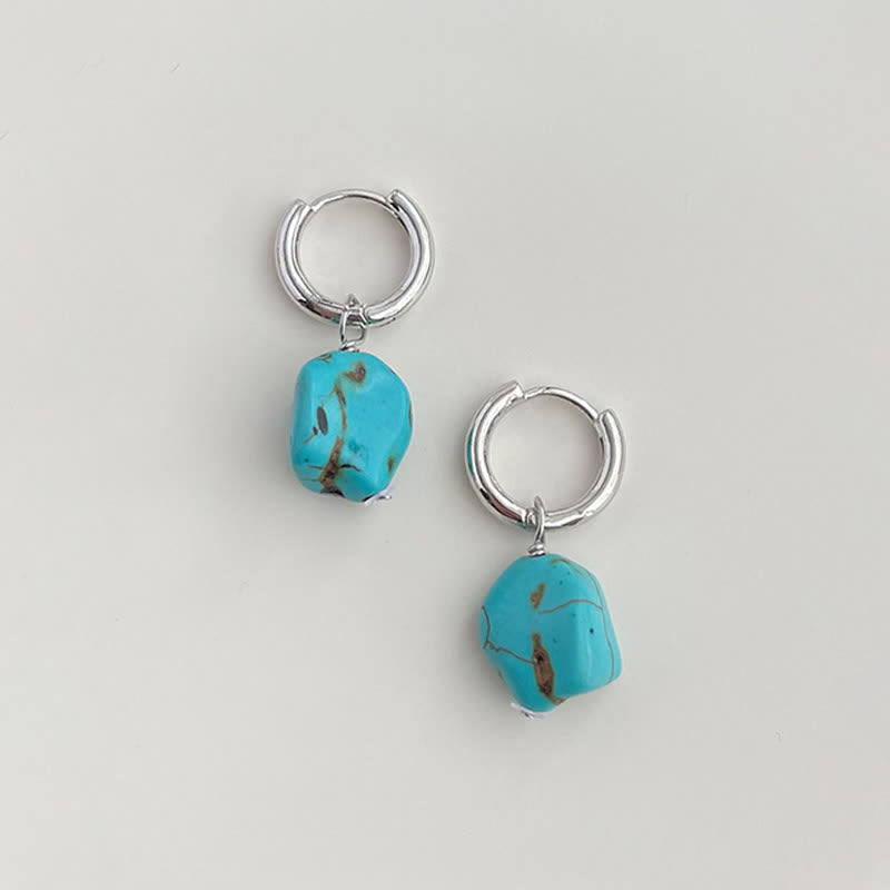 Buddha Stones Handgefertigte tibetische Creolen aus synthetischem Türkis - image 1