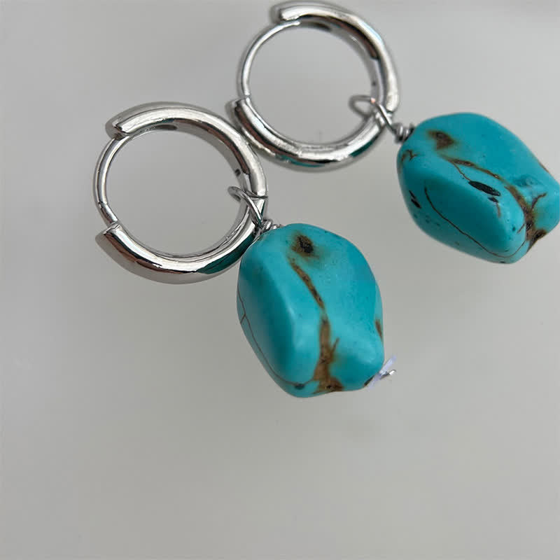 Buddha Stones Handgefertigte tibetische Creolen aus synthetischem Türkis - image 3