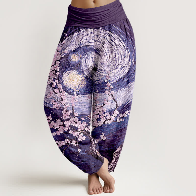 Buddha Stones Damen-Haremshose aus reiner Baumwolle mit Sternenblüten-Wirbelmuster und elastischem Bund - Indigo - US16, UK/AU20, EU48 (3XL) - image 5