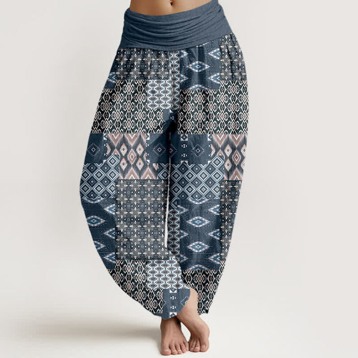 Buddha Stones Damen-Haremshose aus reiner Baumwolle mit geometrischem Patchwork-Muster im Bohème-Stil und elastischem Bund - Schiefergrau - US16, UK/AU20, EU48 (3XL) - image 8
