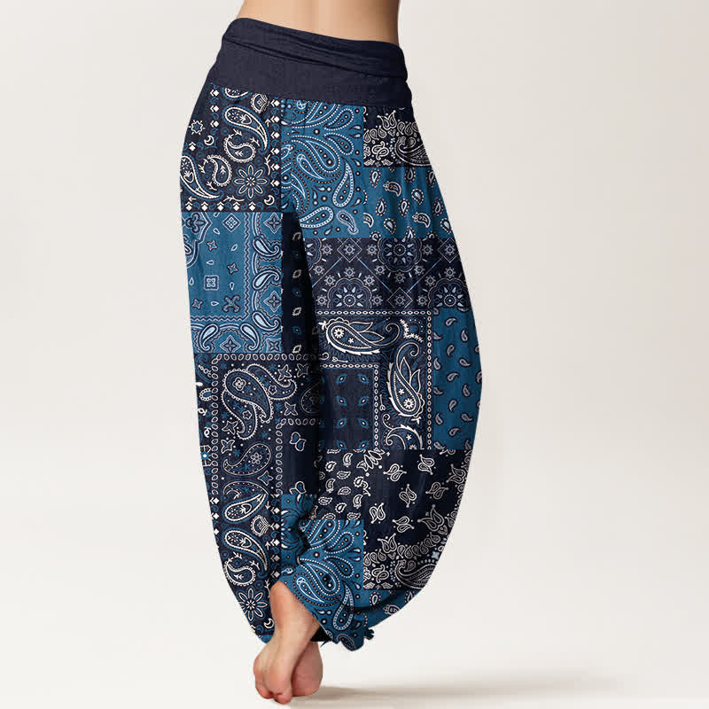 Buddha Stones Elegante Haremshose aus reiner Baumwolle mit Paisleymuster und elastischem Bund. - image 1