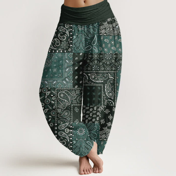Buddha Stones Elegante Haremshose aus reiner Baumwolle mit Paisleymuster und elastischem Bund. - Dunkelgrau - US16, UK/AU20, EU48 (3XL) - image 5