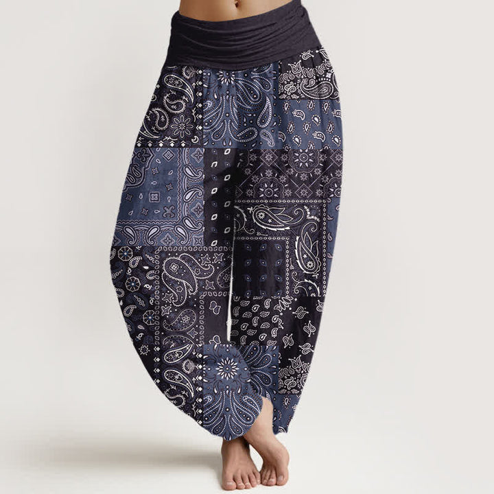 Buddha Stones Elegante Haremshose aus reiner Baumwolle mit Paisleymuster und elastischem Bund. - Dunkelschieferblau - US16, UK/AU20, EU48 (3XL) - image 8
