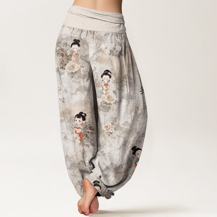 Buddha Stones Damen-Haremshose aus reiner Baumwolle mit Vintage-Blumenmuster und elastischem Bund - image 6