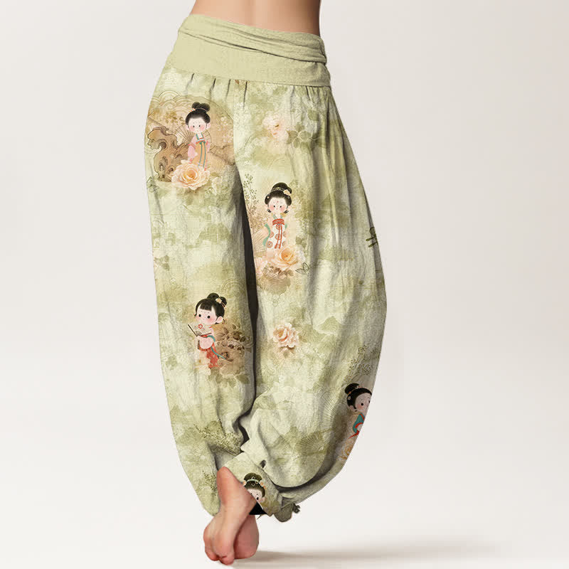 Buddha Stones Damen-Haremshose aus reiner Baumwolle mit Vintage-Blumenmuster und elastischem Bund - image 9