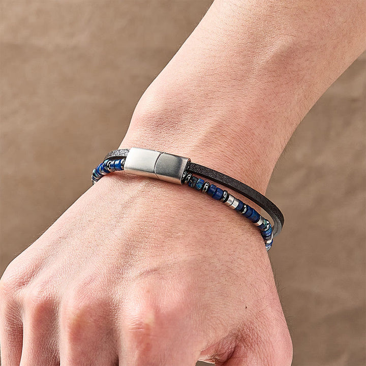 Buddha Stones Lapislazuli Truth Doppelwickel-Lederarmband - image 6