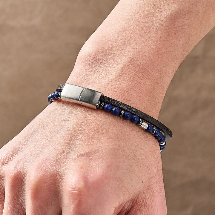 Buddha Stones Lapislazuli Truth Doppelwickel-Lederarmband - image 22