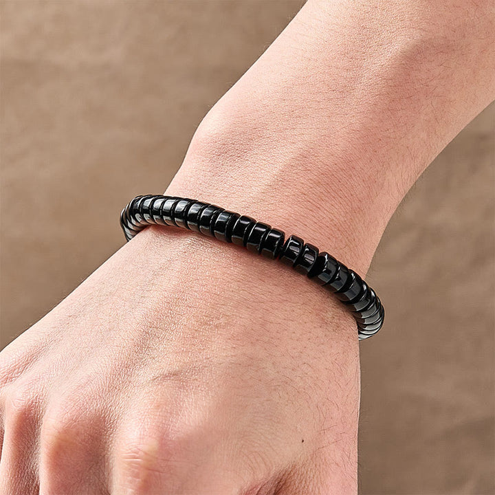 Buddha Stones Natürliches schwarzes Obsidian-Perlenarmband mit facettierten, geraden Schliffen - image 4