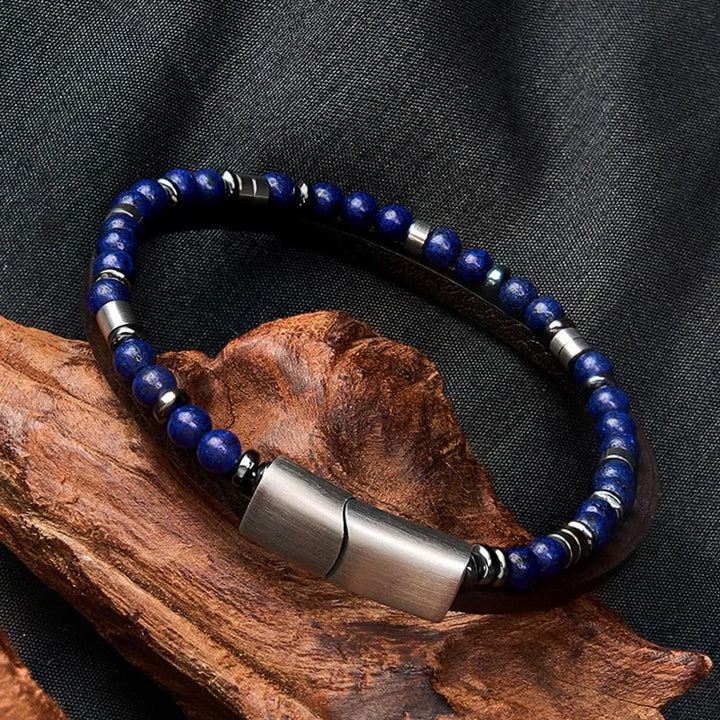 Buddha Stones Lapislazuli Truth Doppelwickel-Lederarmband - image 20