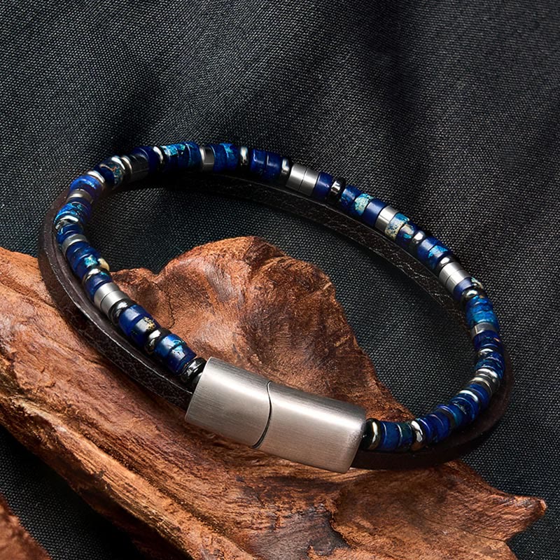 Buddha Stones Lapislazuli Truth Doppelwickel-Lederarmband - image 4