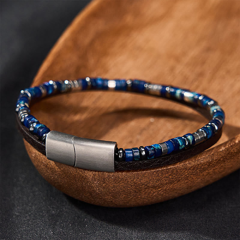 Buddha Stones Lapislazuli Truth Doppelwickel-Lederarmband - image 1