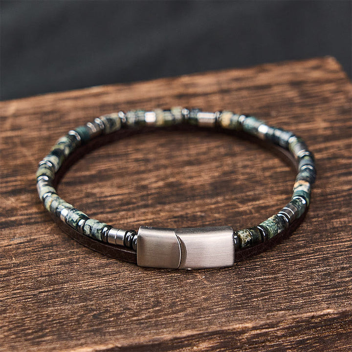 Buddha Stones Lapislazuli Truth Doppelwickel-Lederarmband - image 11