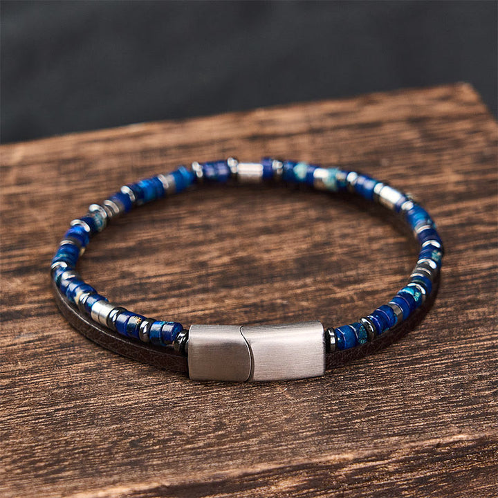 Buddha Stones Lapislazuli Truth Doppelwickel-Lederarmband - image 3