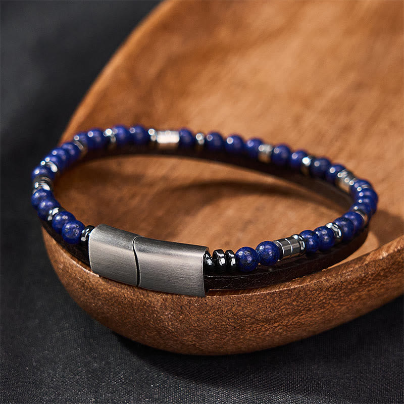 Buddha Stones Lapislazuli Truth Doppelwickel-Lederarmband - image 17