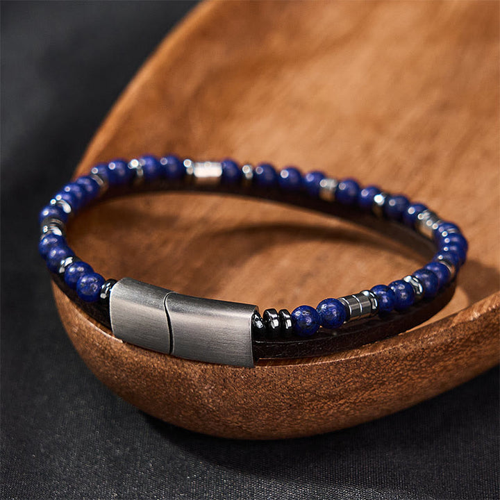 Buddha Stones Lapislazuli Truth Doppelwickel-Lederarmband - image 17