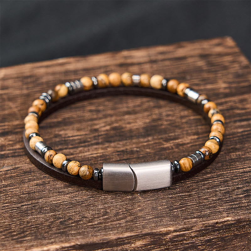 Buddha Stones Lapislazuli Truth Doppelwickel-Lederarmband - image 26