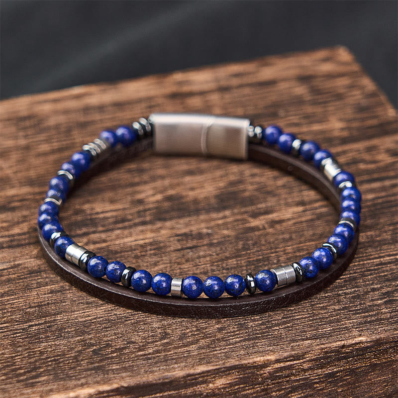 Buddha Stones Lapislazuli Truth Doppelwickel-Lederarmband - image 18