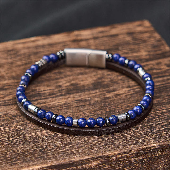 Buddha Stones Lapislazuli Truth Doppelwickel-Lederarmband - image 18