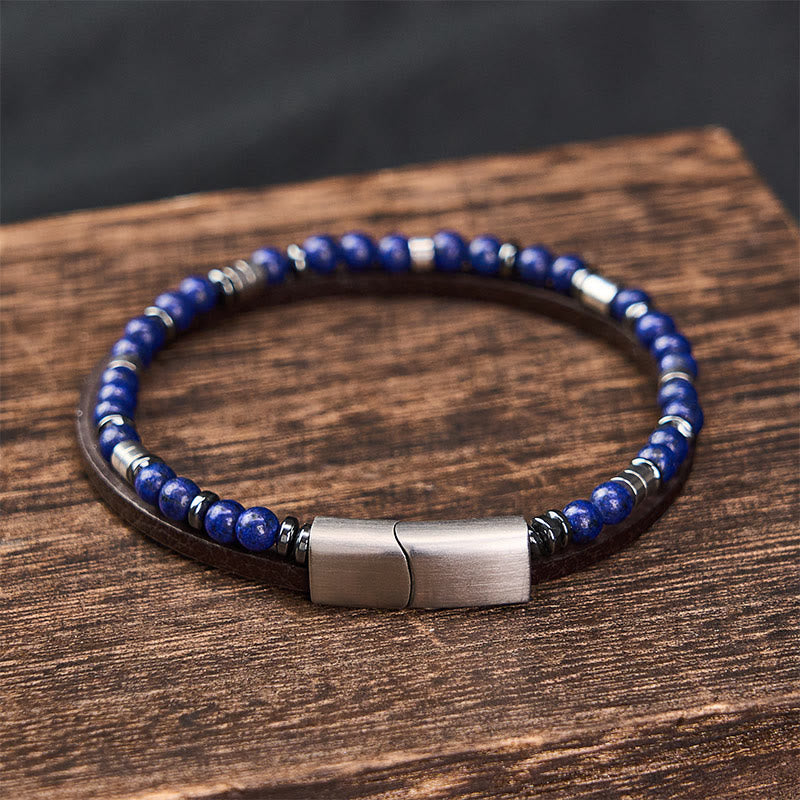 Buddha Stones Lapislazuli Truth Doppelwickel-Lederarmband - image 19