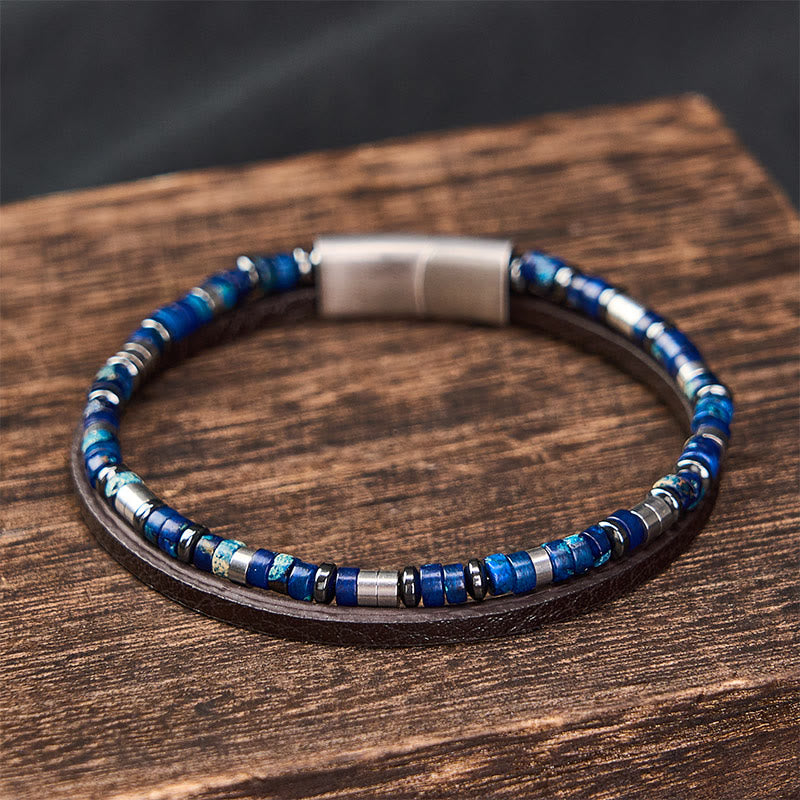 Buddha Stones Lapislazuli Truth Doppelwickel-Lederarmband - image 2