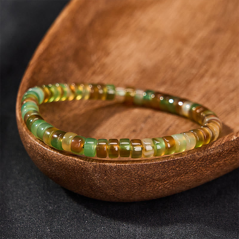 Buddha Stones Natürliches grünes Achat-Rondelle-Heilarmband - image 1