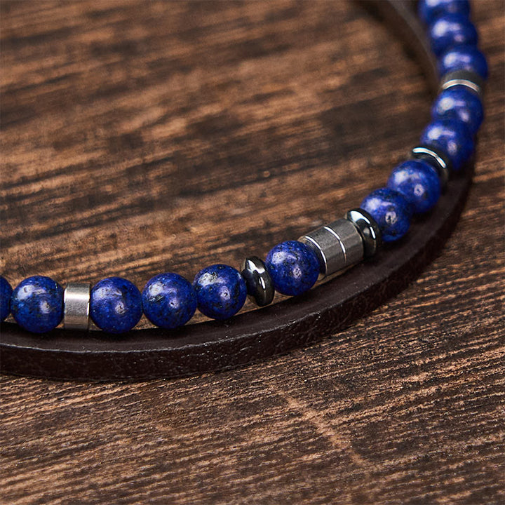 Buddha Stones Lapislazuli Truth Doppelwickel-Lederarmband - image 21