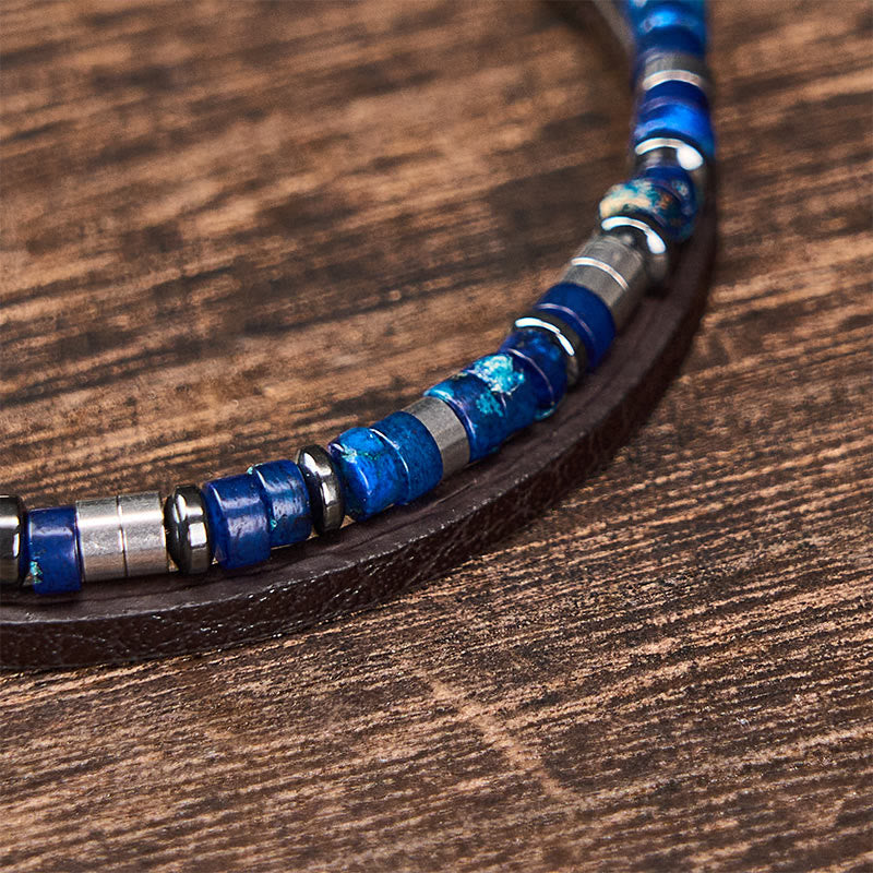 Buddha Stones Lapislazuli Truth Doppelwickel-Lederarmband - image 5