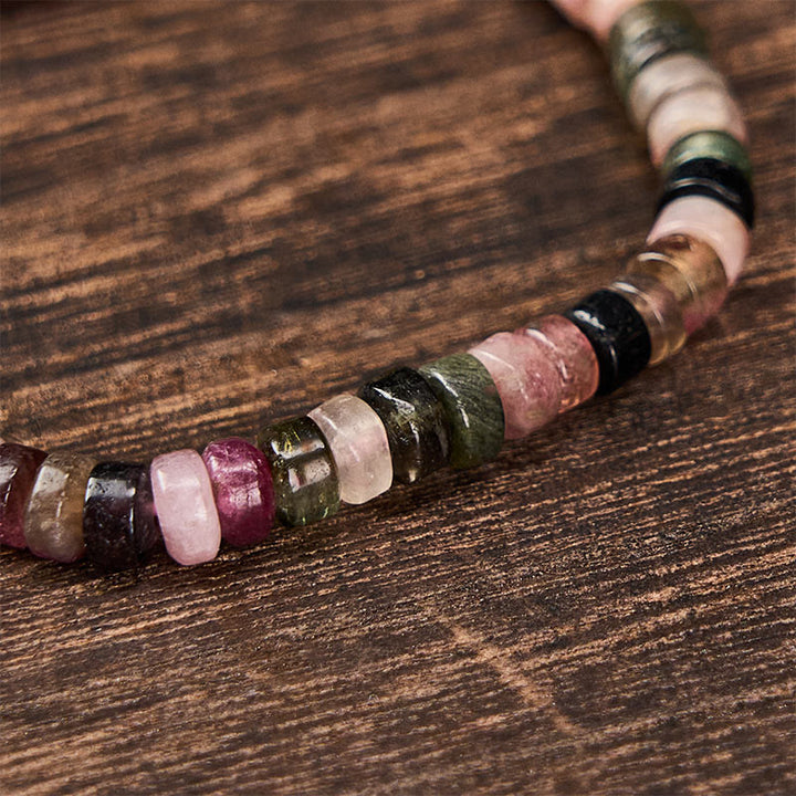 Buddha Stones Mehrfarbiges Turmalin-Schutzarmband mit facettierten Tablettenperlen - image 4