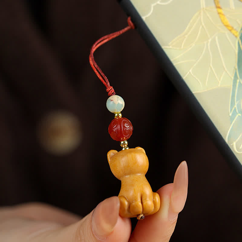 Buddha Stones Handgeschnitzte Schlüsselanhänger aus Sandelholz mit Welsmotiv zur Reinigung - image 4