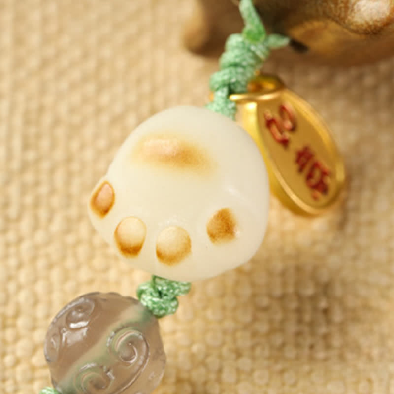 Buddha Stones Beruhigende Schlüsselanhänger aus grünem Sandelholz mit Katzenmotiv, handgewebt - image 11