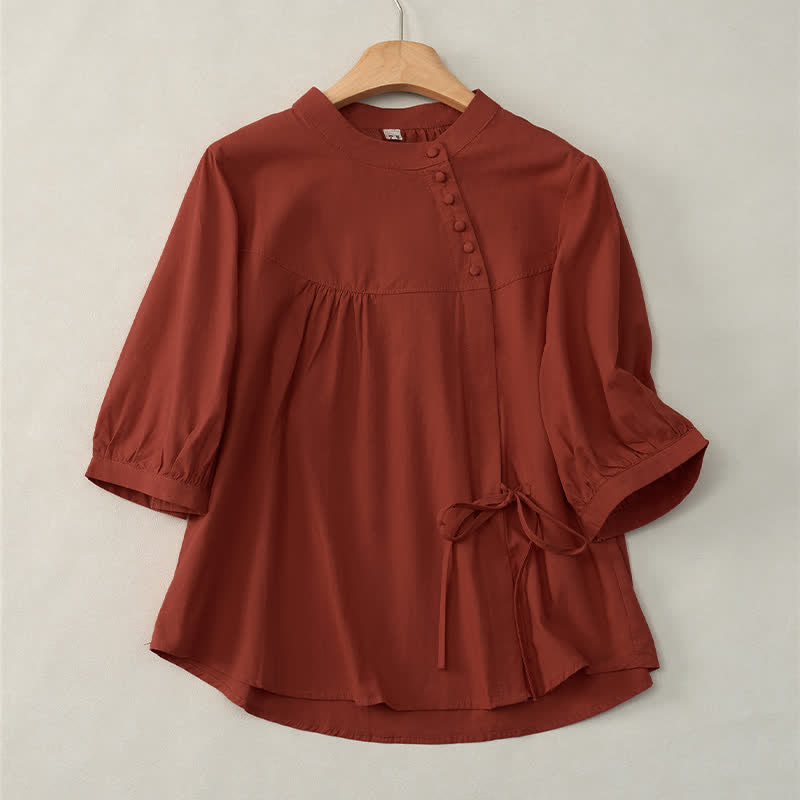 Damenbluse mit Dreiviertelärmeln und Schnürknöpfen im Buddha Stones -Design - Purpurrot - US14, UK/AU18, EU46 (2XL) - image 18