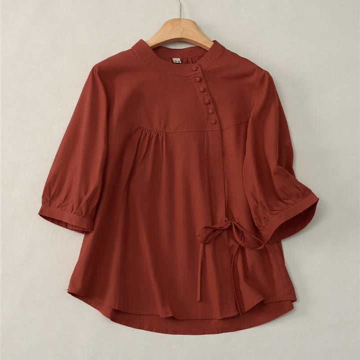 Damenbluse mit Dreiviertelärmeln und Schnürknöpfen im Buddha Stones -Design - Purpurrot - US14, UK/AU18, EU46 (2XL) - image 18