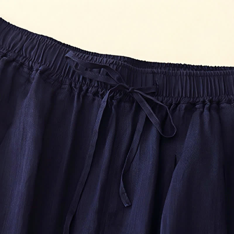 Buddha Stones Lässige, lockere, doppellagige, kurze Hose in 7-8 Länge für Damen mit Taschen - image 7