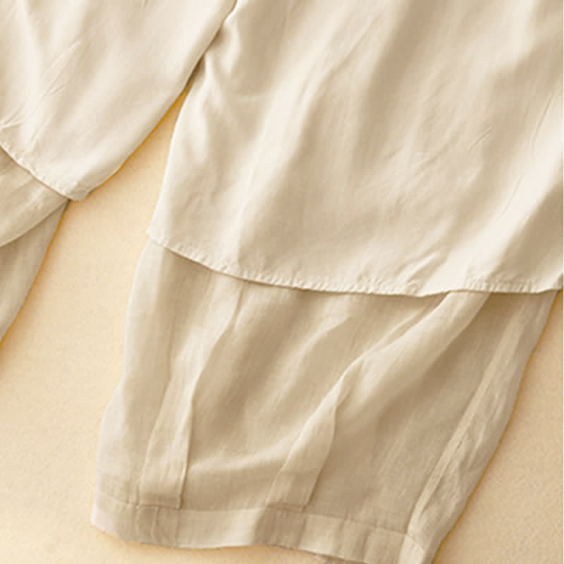 Buddha Stones Lässige, lockere, doppellagige, kurze Hose in 7-8 Länge für Damen mit Taschen - image 23