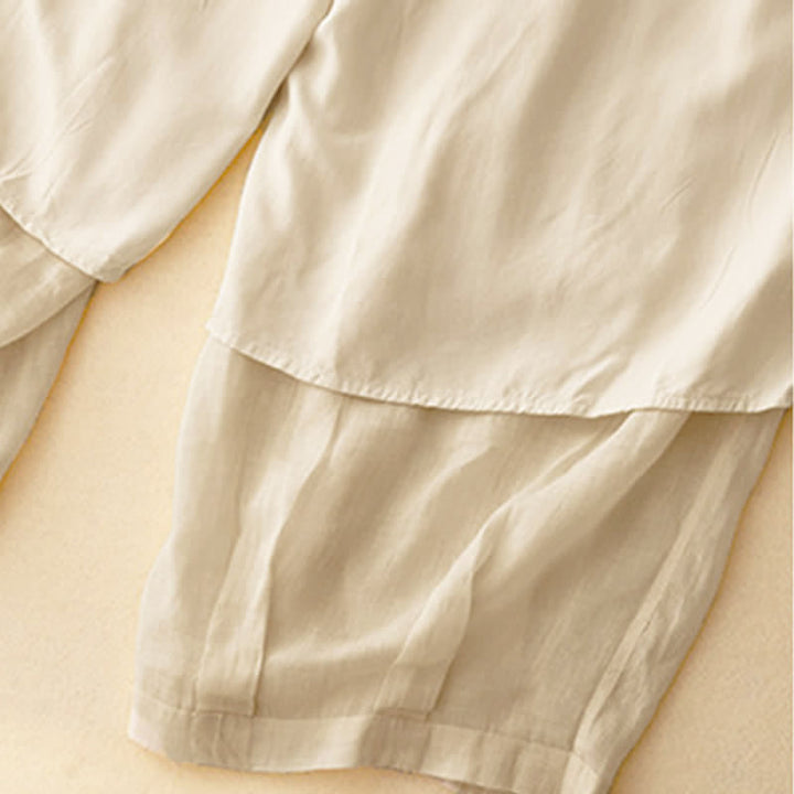 Buddha Stones Lässige, lockere, doppellagige, kurze Hose in 7-8 Länge für Damen mit Taschen - image 23
