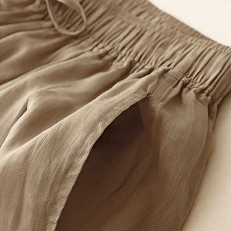 Buddha Stones Lässige, lockere, doppellagige, kurze Hose in 7-8 Länge für Damen mit Taschen - image 2