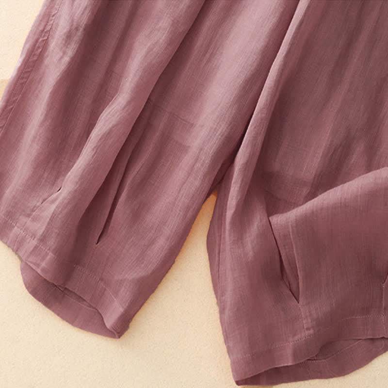 Buddha Stones Lässige, lockere, doppellagige, kurze Hose in 7-8 Länge für Damen mit Taschen - image 20