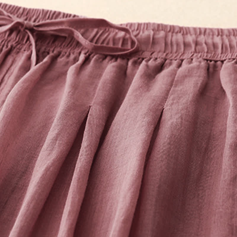 Buddha Stones Lässige, lockere, doppellagige, kurze Hose in 7-8 Länge für Damen mit Taschen - image 17