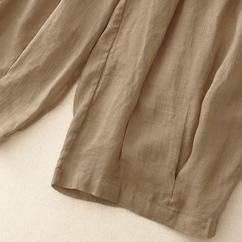 Buddha Stones Lässige, lockere, doppellagige, kurze Hose in 7-8 Länge für Damen mit Taschen - image 3