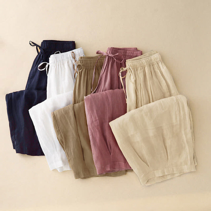 Buddha Stones Lässige, lockere, doppellagige, kurze Hose in 7-8 Länge für Damen mit Taschen - image 28