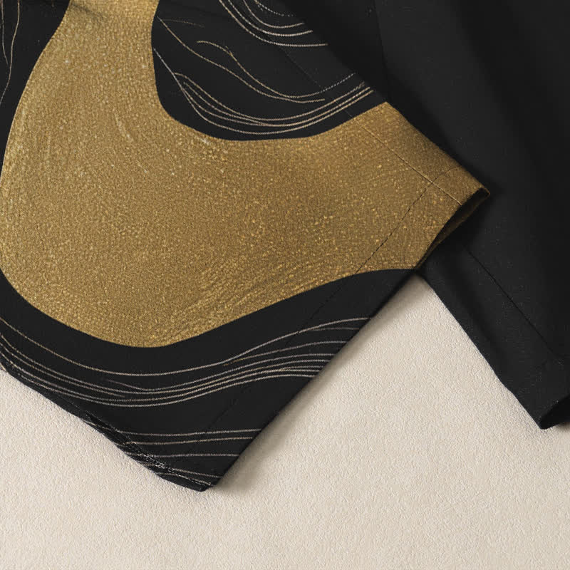Buddha Stones Herrenhose aus reiner Baumwolle mit goldenem Drachen-, Wolken- und Wellenmuster, Kordelzug, schmal zulaufendem Schnitt und Taschen - image 5