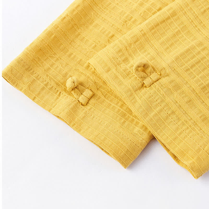 Buddha Stones Herbst/Winter Tang Style Vintage Mandarin Collar Frog Button Solid Herren Langarmhemden - image 10