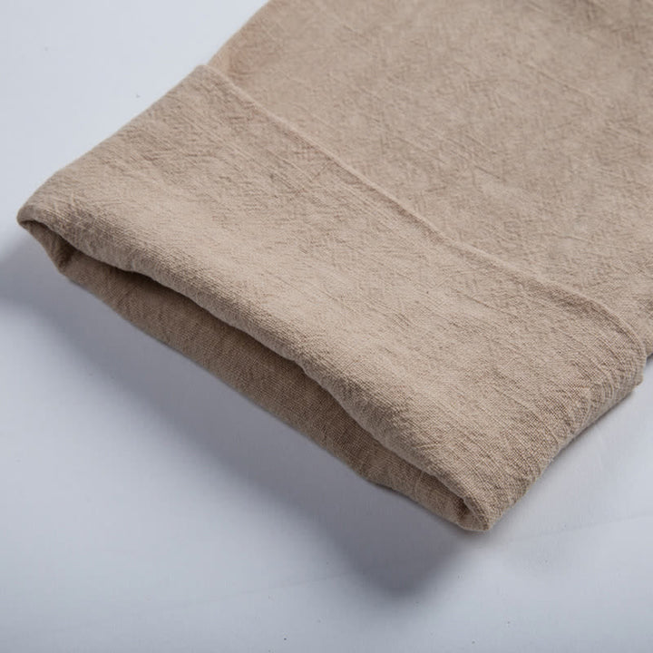 Buddha Stones Lässiger Kimono im Tang-Stil aus einfarbigem Ramie mit Kordelzug und Tasche für Herren. - image 6