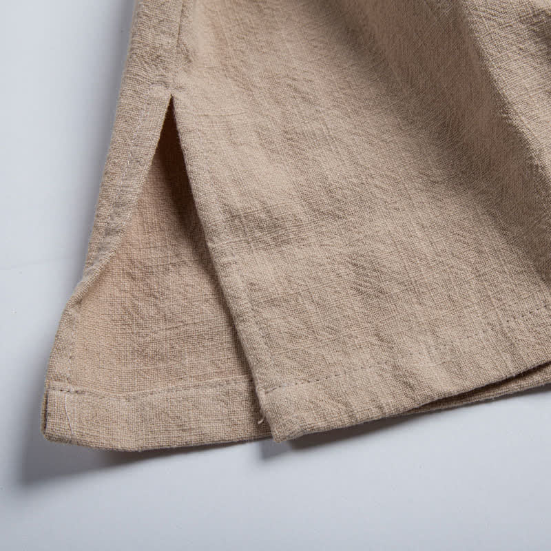 Buddha Stones Lässiger Kimono im Tang-Stil aus einfarbigem Ramie mit Kordelzug und Tasche für Herren. - image 7