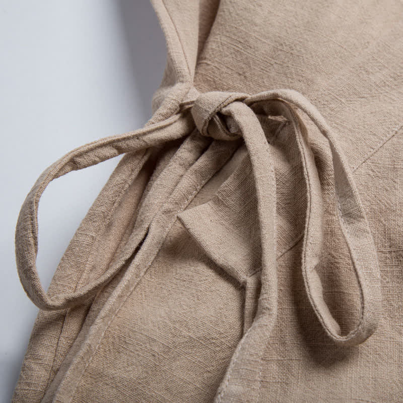 Buddha Stones Lässiger Kimono im Tang-Stil aus einfarbigem Ramie mit Kordelzug und Tasche für Herren. - image 5