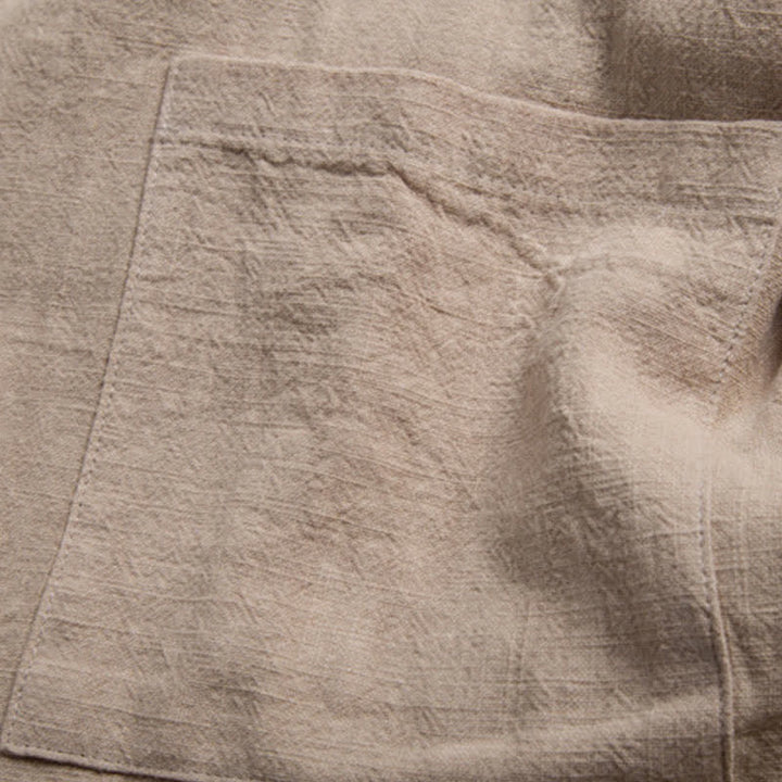 Buddha Stones Lässiger Kimono im Tang-Stil aus einfarbigem Ramie mit Kordelzug und Tasche für Herren. - image 4