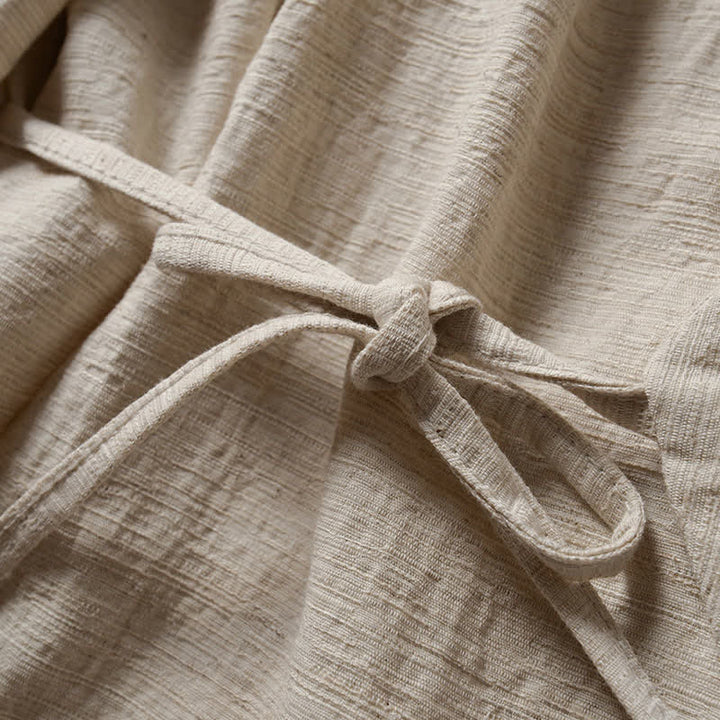 Buddha Stones Lässiger, minimalistischer Kimono für Herren aus Ramie mit einfarbigem Revers im Frühlingsstil - image 3