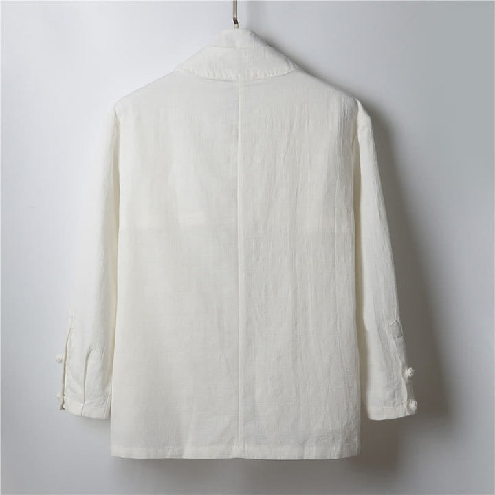 Buddha Stones Lässiger, minimalistischer Kimono für Herren aus Ramie mit einfarbigem Revers im Frühlingsstil - image 13
