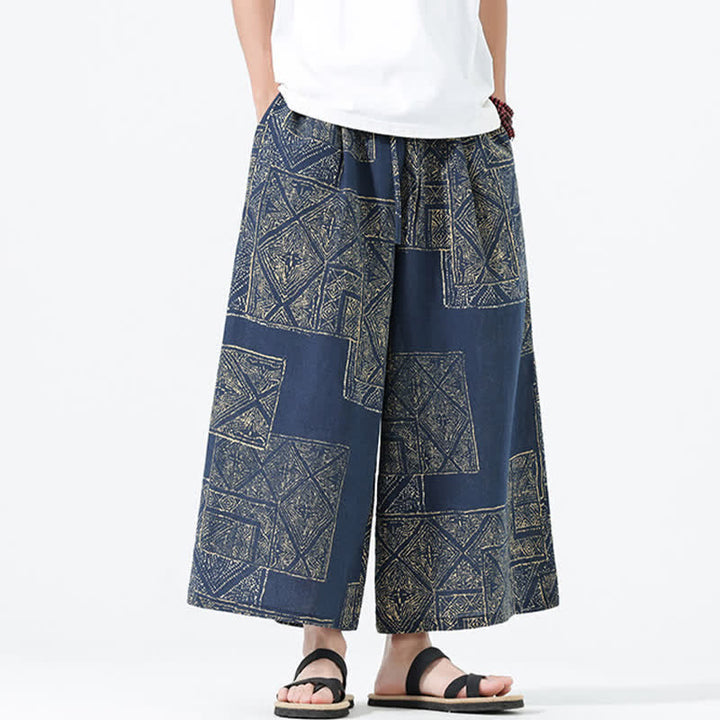 Buddha Stones Boho-Freizeithose für Frühling und Sommer, lässig, mit Kordelzug, floralem Patchwork-Design, verkürzt, Herrenhose mit weitem Bein und Taschen - image 15