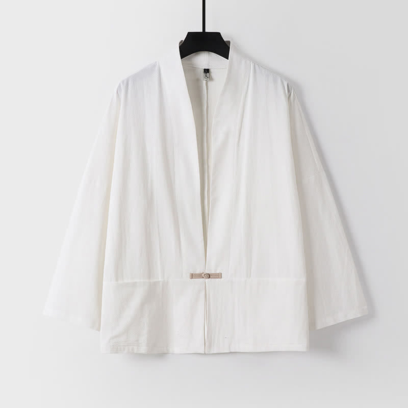 Buddha Stones 2-teiliges Set: Feste Ramie-Kimono-Hosen mit V-Ausschnitt, Kordelzug und Taschen, ideal für Herren, auch als Meditationskleidung geeignet - image 11